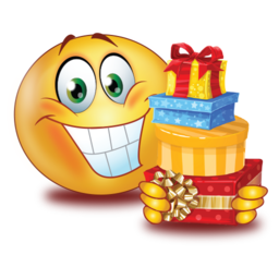 big smile with gifts stickers