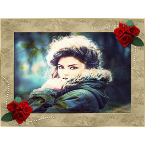 Your Photo On The Frame And Flowers 567 photo effect