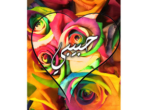 Your lover's name on the heart of colorful flowers